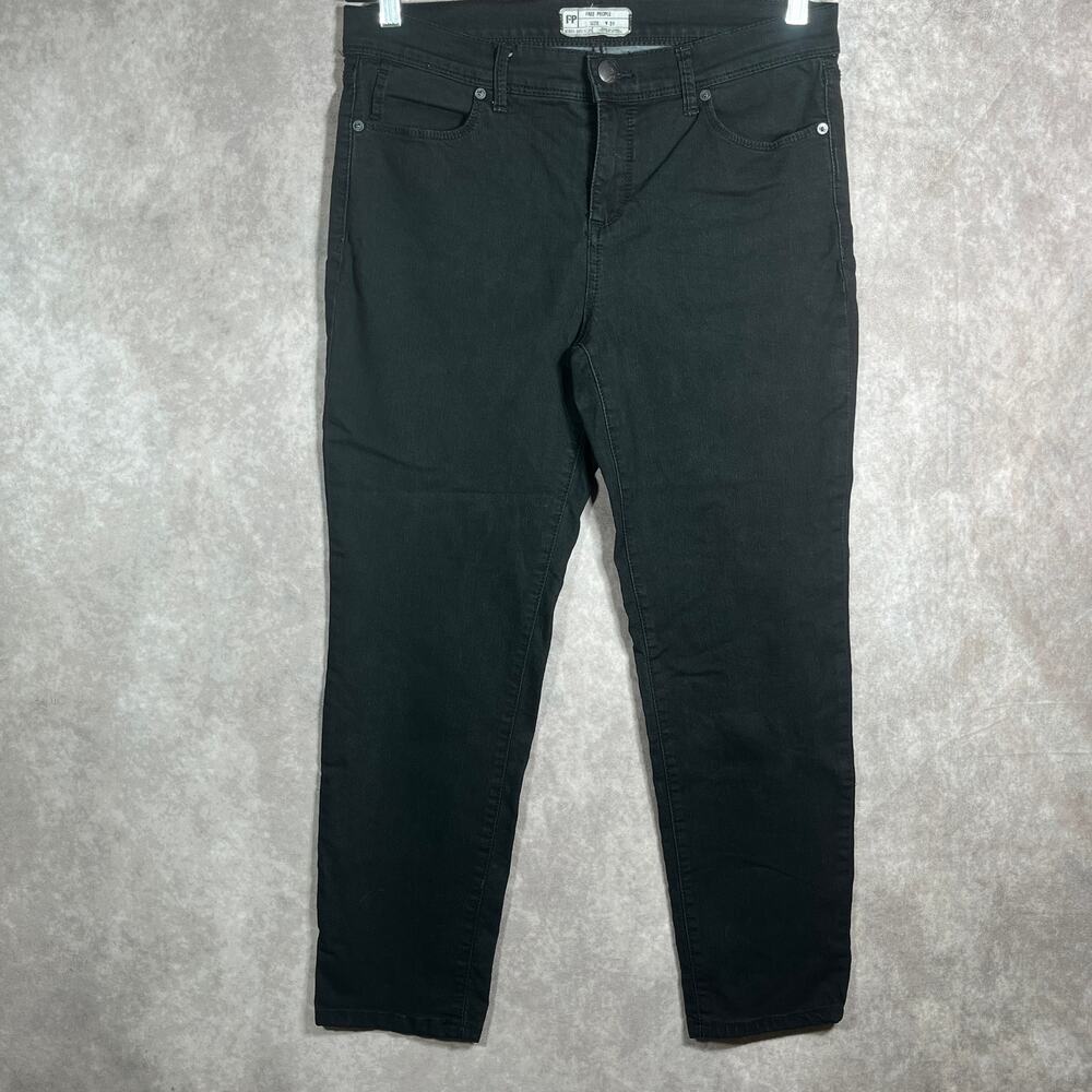 Free People Skinny‎ Jeans Womens Size 31 Black Denim Pockets Mid Rise Casual